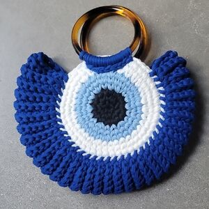 Hand Knit Eye Design Handbag